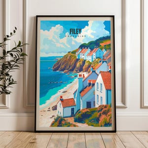 Filey Yorkshire Travel Poster: United Kingdom Coastal Art Print