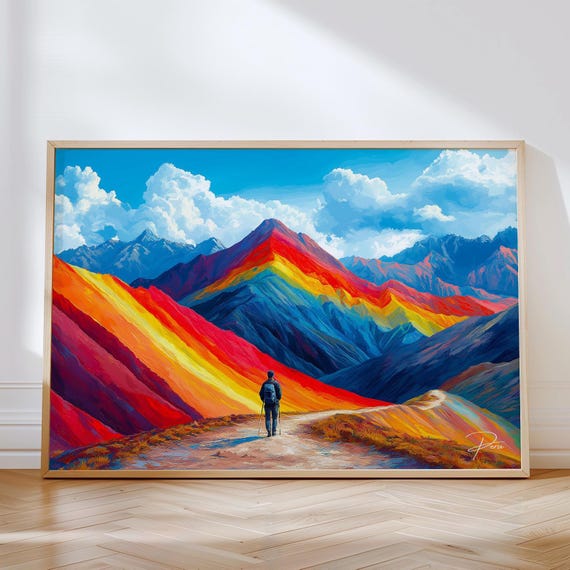 Rainbow Mountain Print: Vinicunca Peru Travel Poster