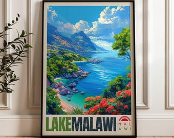 Lake Malawi Travel Poster: Africa Wall Art Print