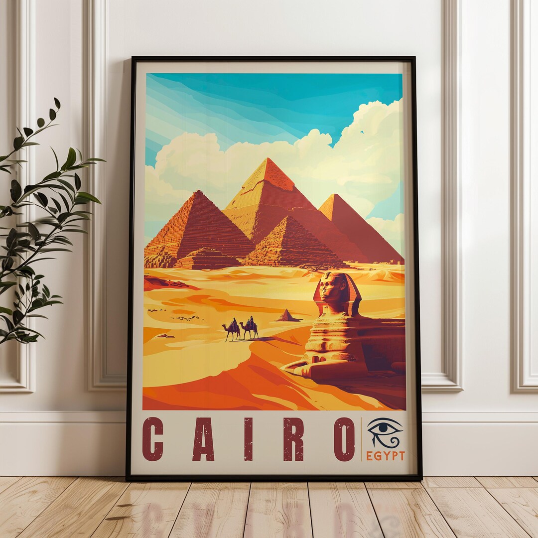 Cairo Egypt Travel Poster: Giza Pyramids Art Print - Etsy