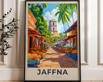 Jaffna Sri Lanka Travel Poster: South Asian Illustration Art Print