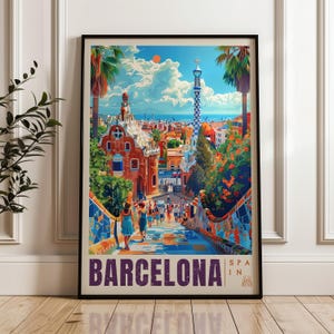 Impression d'affiche de voyage à Barcelone, art mural Espagne, oeuvre d'art, décoration de maison et de bureau, idée cadeau unique