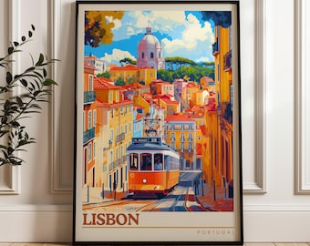 Lisbon Portugal Travel Poster: Vibrant Cityscape Art Print