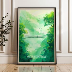 Monteverde Poster - Costa Rica Wand Kunst Druck, Illustration Kunstwerk, Mittelamerika Haus & Büro Dekor, Nebelwald Geschenkidee
