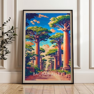 Baobab Alley Travel Poster - Madagascar Wall Art Print, Illustration Poster, Home & Office decor, Gift idea, Africa Travel print