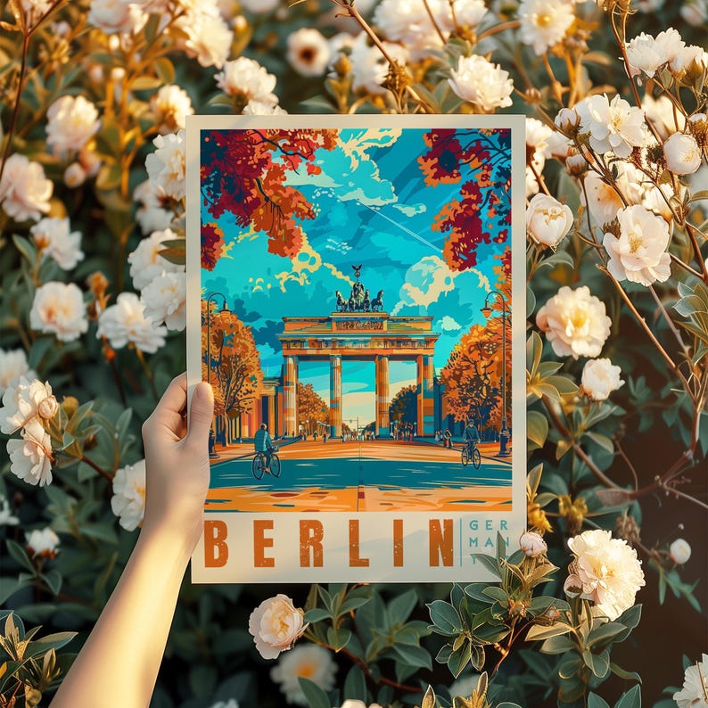 Berlin Travel Poster: Brandenburg Gate, Germany Wall Art image 6