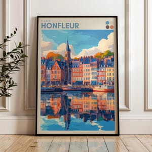 Honfleur Travel Poster - France Wall Art Print, Seine Illustration Artwork, Home & Office decor, Gift idea, Normandy Travel print