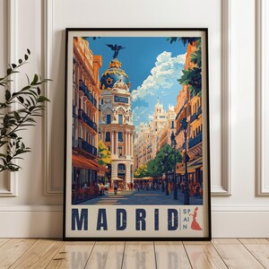 Póster de Madrid - Impresión de arte mural de España, ilustración mediterránea, decoración de metrópolis para el hogar y la oficina, idea de regalo para Eurotrip