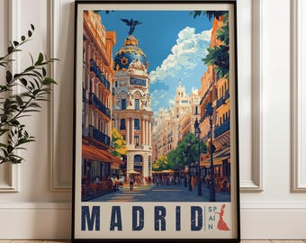 Póster de viaje a Madrid: Lámina ilustrativa de España