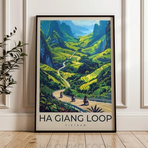 Póster de viaje de Ha Giang Loop: impresión de arte mural de Vietnam, póster de ilustración, decoración del hogar y la oficina, idea de regalo, impresión de viaje, impresión de viaje por carretera