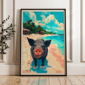 Koh Mudsum Pig Island Travel Poster: Thailand Art Print