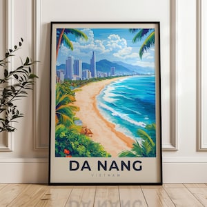 Da Nang Reiseplakat - Vietnam Wandkunst, Lang Co Illustration Kunstwerk, Haus & Büro Dekor, Geschenkidee, Ost Vietnam Seereisedruck