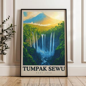 Tumpak Sewu Waterfall Poster: East Java Travel Art Print