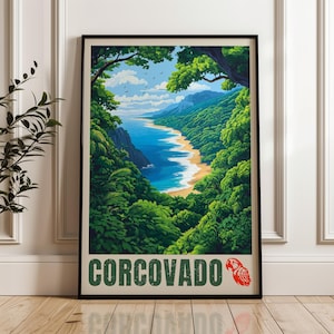 Corcovado National Park Travel Print, Costa Rica Wall Art Poster, Puntarenas Illustration Artwork, Hiking Home & Office decor, Osa Gift idea