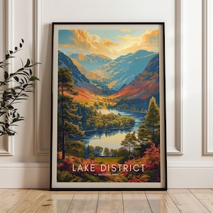 Lake District Travel Poster: Vintage UK National Park Wall Art