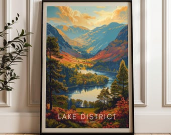 Lake District Travel Poster: Vintage UK National Park Wall Art