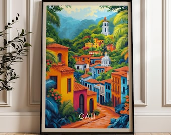 Reisposter Cali Colombia: levendige muurkunst Zuid-Amerika