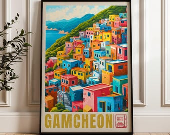 Gamcheon South Korea Travel Poster: Asia Illustration Art