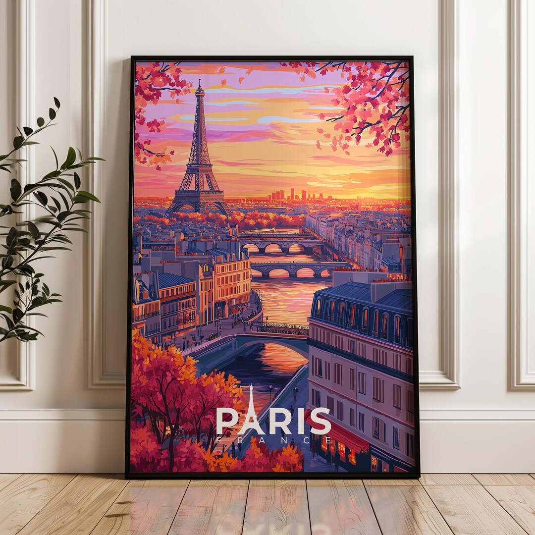 Paris Eiffel Tower Print: France Travel Illustration Art - Etsy