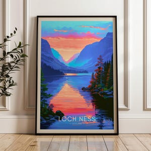 Loch Ness Scotland Travel Poster: Vibrant Illustration Art Print