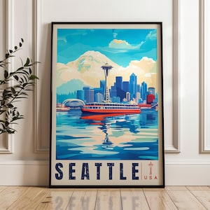 Seattle Travel Poster: Washington Illustration Art Print