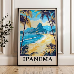 Ipanema Beach Travel Poster: Rio de Janeiro Wall Art