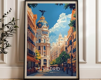 Póster de viaje a Madrid: Lámina ilustrativa de España