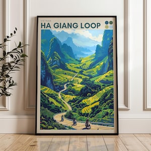 Ha Giang Loop Travel Poster - Vietnam Wall Art Print, Illustration Poster, Home & Office decor, Gift idea, Travel print, road trip print