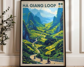 Ha Giang Loop Travel Poster - Vietnam Wall Art Print, Illustration Poster, Home & Office decor, Gift idea, Travel print, road trip print