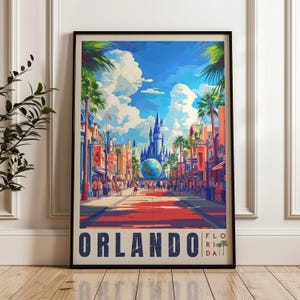 Orlando Travel Poster - Stampa artistica da parete Florida, poster illustrativo, opera d'arte, arredamento per la casa e l'ufficio, idea regalo, stampa di viaggio negli Stati Uniti