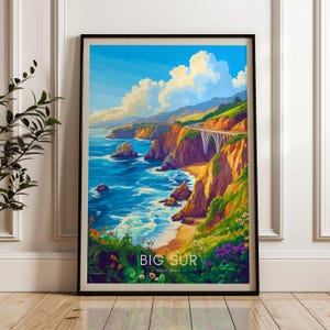 Big Sur California Travel Poster: Pacific Coast Illustration