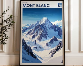 Mont Blanc Travel Poster: French Alps Illustration Art Print