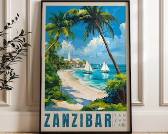 Zanzibar Travel Poster: Tanzania Art Print, Stone Town Artwork