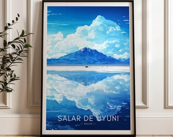 Salar de Uyuni-print: reisposter Bolivia, decoratie voor thuis en op kantoor