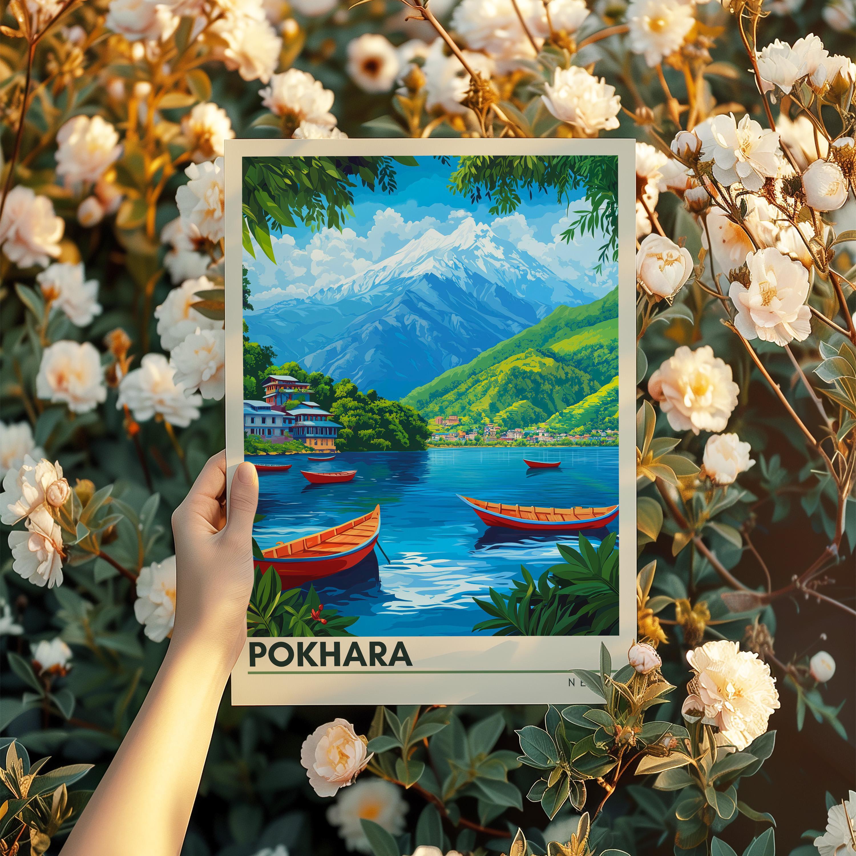 Pokhara Nepal Travel Poster: Annapurna & Phewa Lake Art Print - Etsy