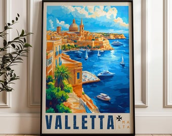 Valletta Malta Art Print: Mediterranean Travel Poster