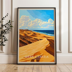 Gran Canaria Travel Poster - Spain Wall Art Print, Illustration Artwork, Atlantic Home & Office decor, Canary Islands Gift idea