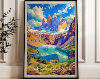 Torres del Paine Travel Poster: Chile Wall Art Print