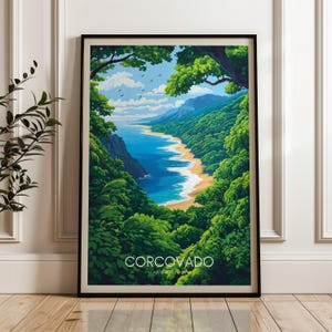 Corcovado National Park Travel Print, Costa Rica Wall Art Poster, Puntarenas Illustration Artwork, Hiking Home & Office decor, Osa Gift idea