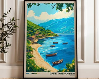 Lake Tanganyika Burundi Travel Poster: Africa Wall Art Print - Etsy