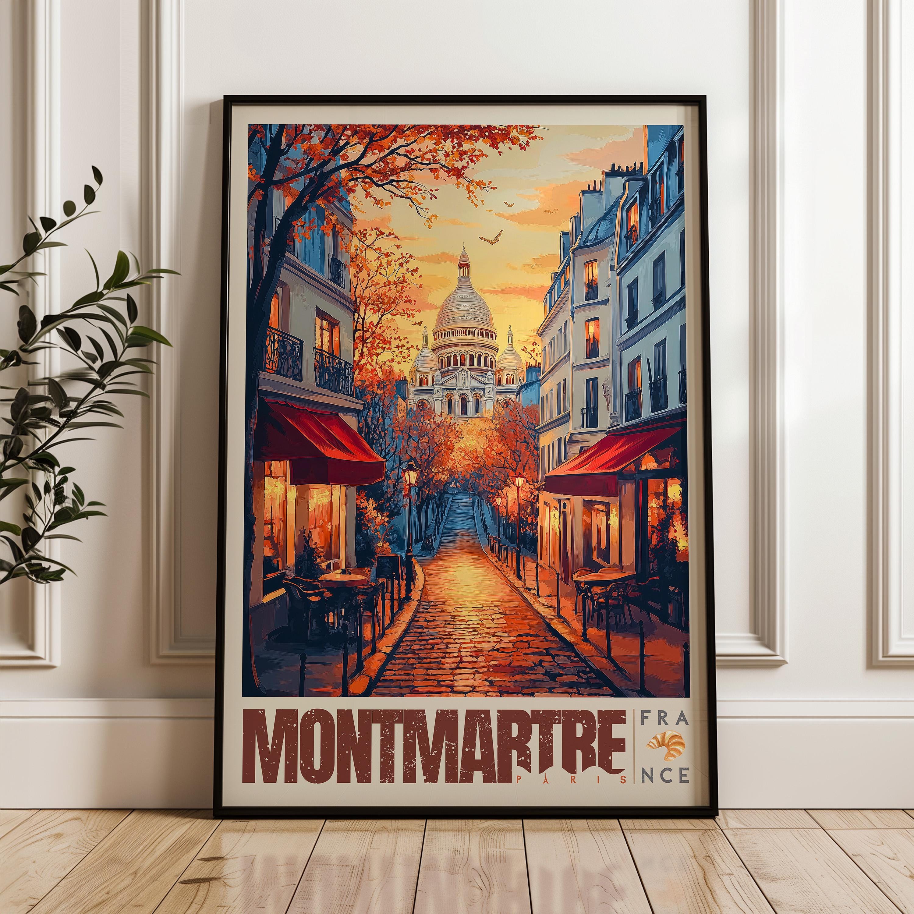 Montmartre Paris Print: Vintage France Travel Poster, Sacré-cœur