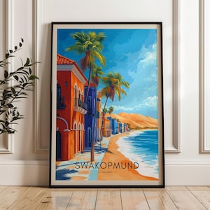 Swakopmund Travel Print - Namibia Wall Art Poster, Africa Illustration Artwork, Erongo Home & Office decor, Atlantic Ocean Gift idea, Namib