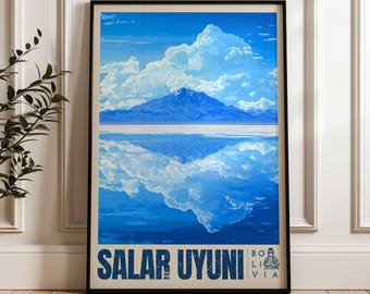 Salar de Uyuni Poster: Bolivia Travel Illustration Art Print