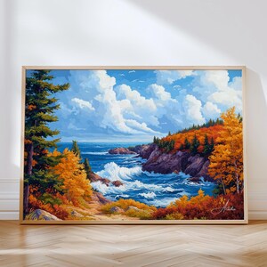 Impresión horizontal de viaje al Parque Nacional Acadia, póster enmarcado de arte mural de Maine, ilustración, decoración para el hogar y la oficina en el Atlántico, idea de regalo para EE. UU.