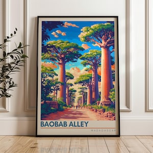 Baobab Alley Travel Poster - Madagascar Wall Art Print, Illustration Poster, Home & Office decor, Gift idea, Africa Travel print