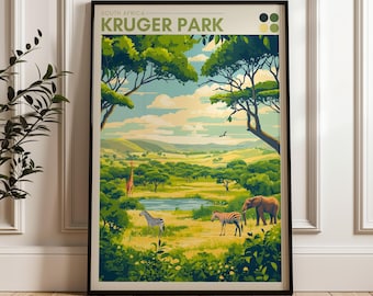 Kruger National Park Poster: South Africa Savanna Travel Art Print