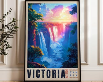 Victoria Falls Zambia Art Print: Africa Travel Poster