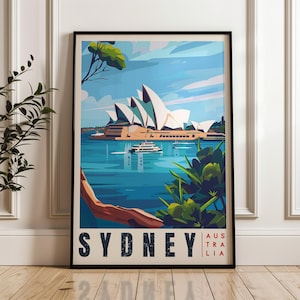 Sydney Travel Poster Australia, Wall Art Print, Home & Office Decor, Illustration Artwork, Gift Idea, Classic Australia Wall Art