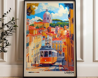 Lisbon Portugal Travel Poster: Vibrant Cityscape Art Print