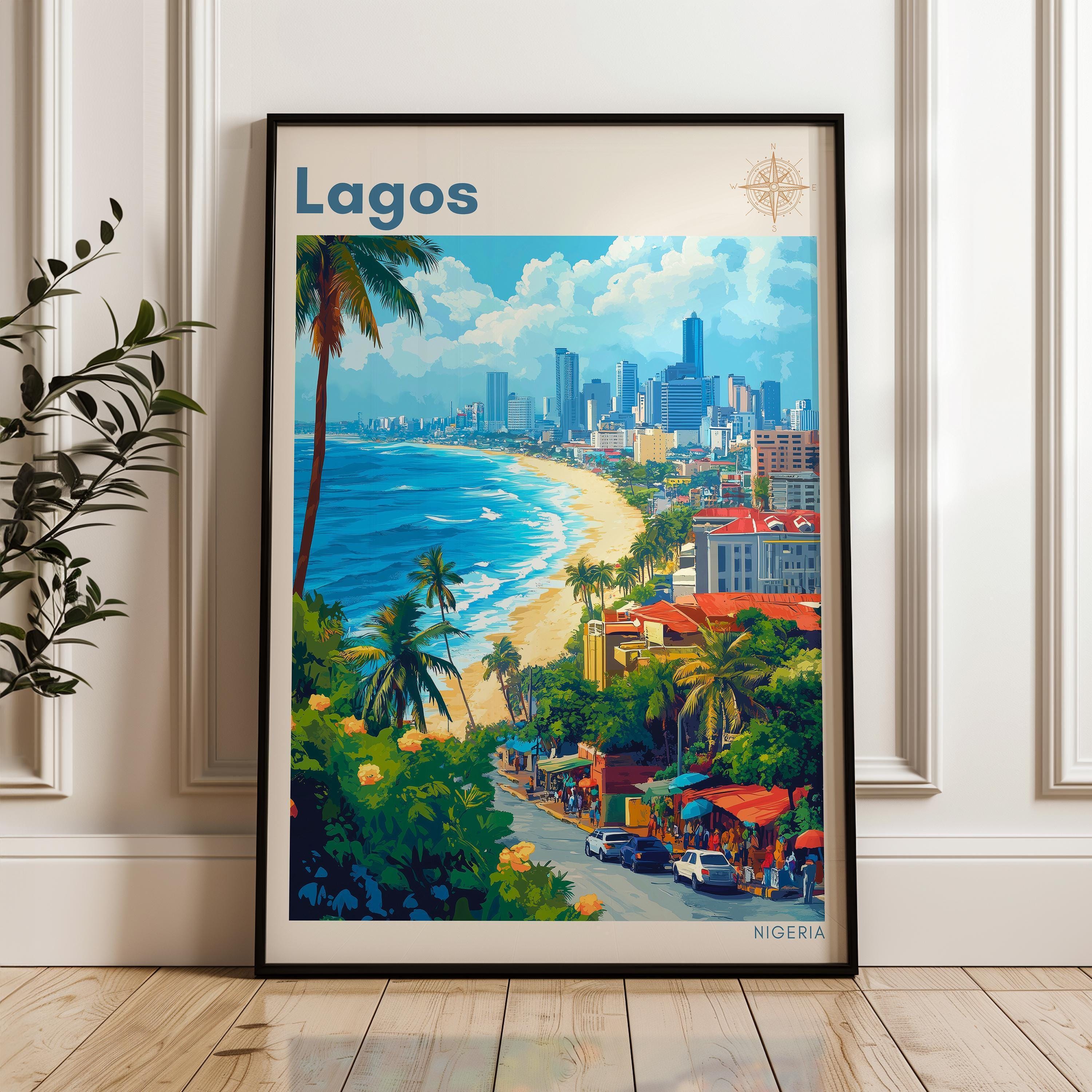 Lagos Nigeria Travel Poster: Vibrant Cityscape Wall Art - Etsy